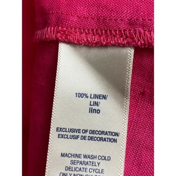 Rafaella Women's Magenta 100% Linen Pleated Button Blouse Size Petite Medium - Picture 8 of 8